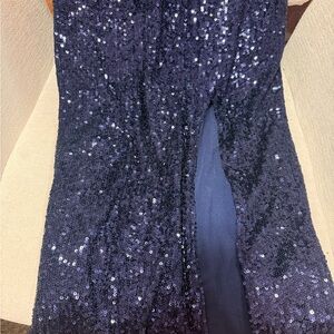 Navy Sequin Evening Dress